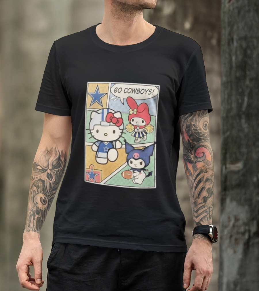 Dallas Cowboys Hello Kitty My Melody Kuromi Go Cowboys Comic T-Shirt