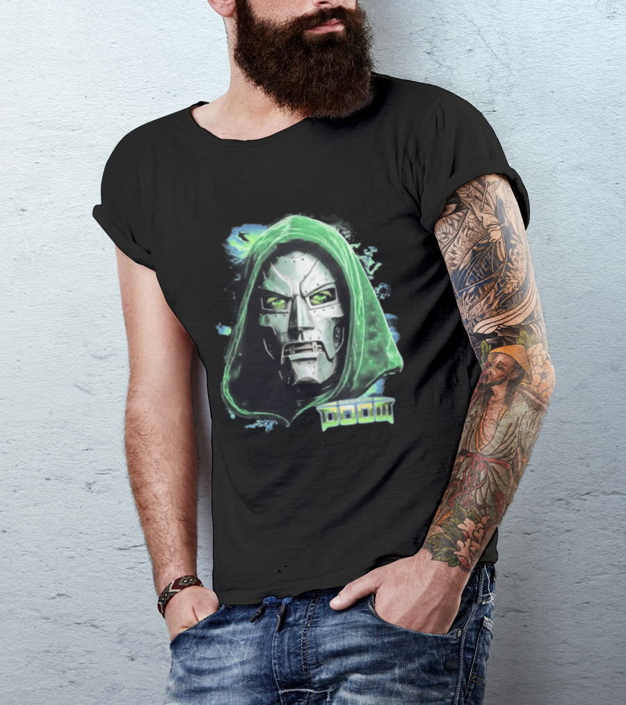 Doctor Doom Marvel Green Hooded Mask Iconic Villain T-Shirt