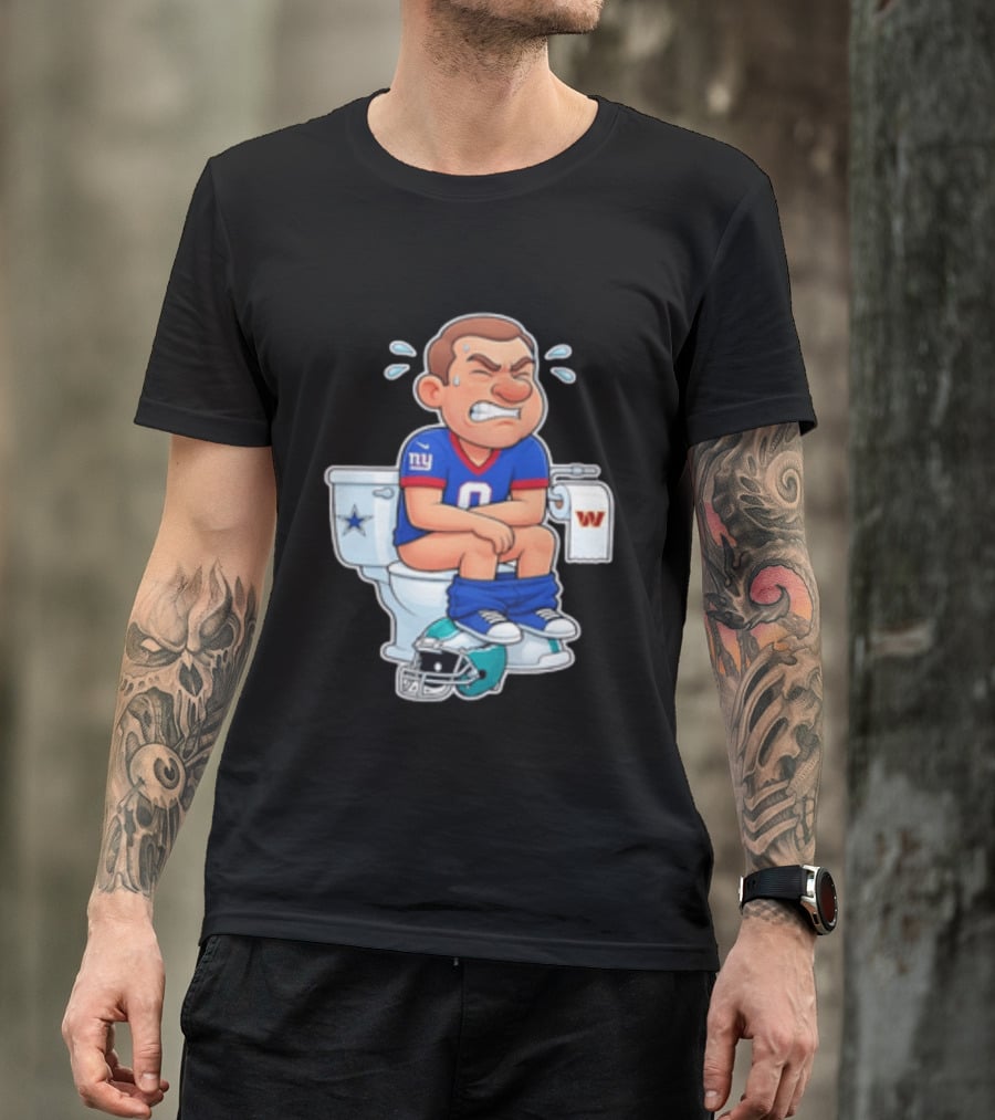 New York Giants Player Cartoon On Toilet With Football Rivalry T-Shirt