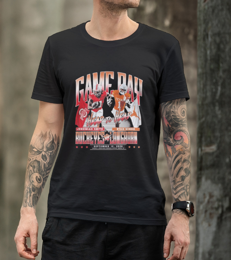 Game Day Buckeyes Vs Longhorns Jeremiah Smith Ryan Wingo September 12 2026 T-Shirt