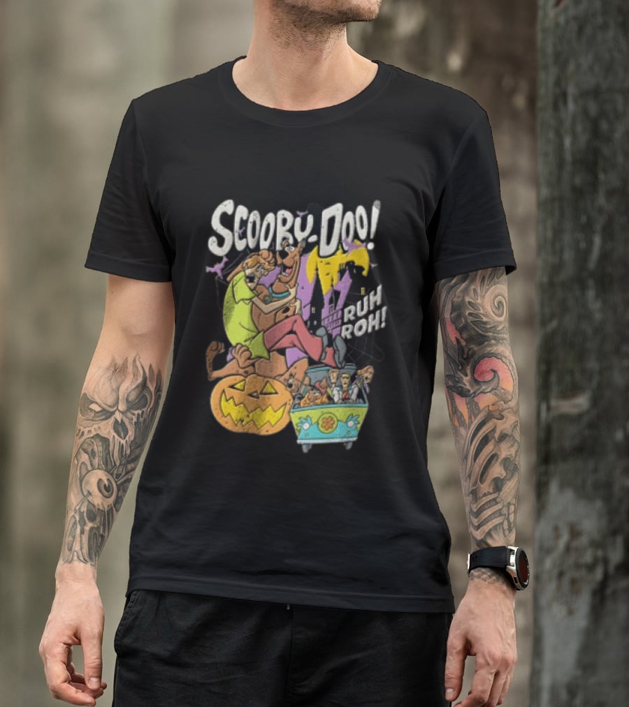 Scooby Doo Ruh Roh Shaggy Haunted House Pumpkin Mystery Machine T-Shirt