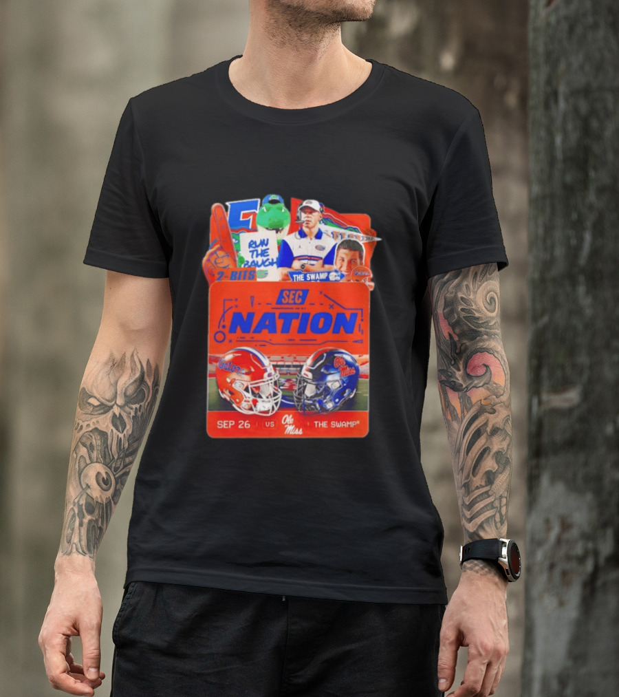 SEC Nation Florida Gators Vs Ole Miss The Swamp September 26 Helmets Football Rivalry T-Shirt