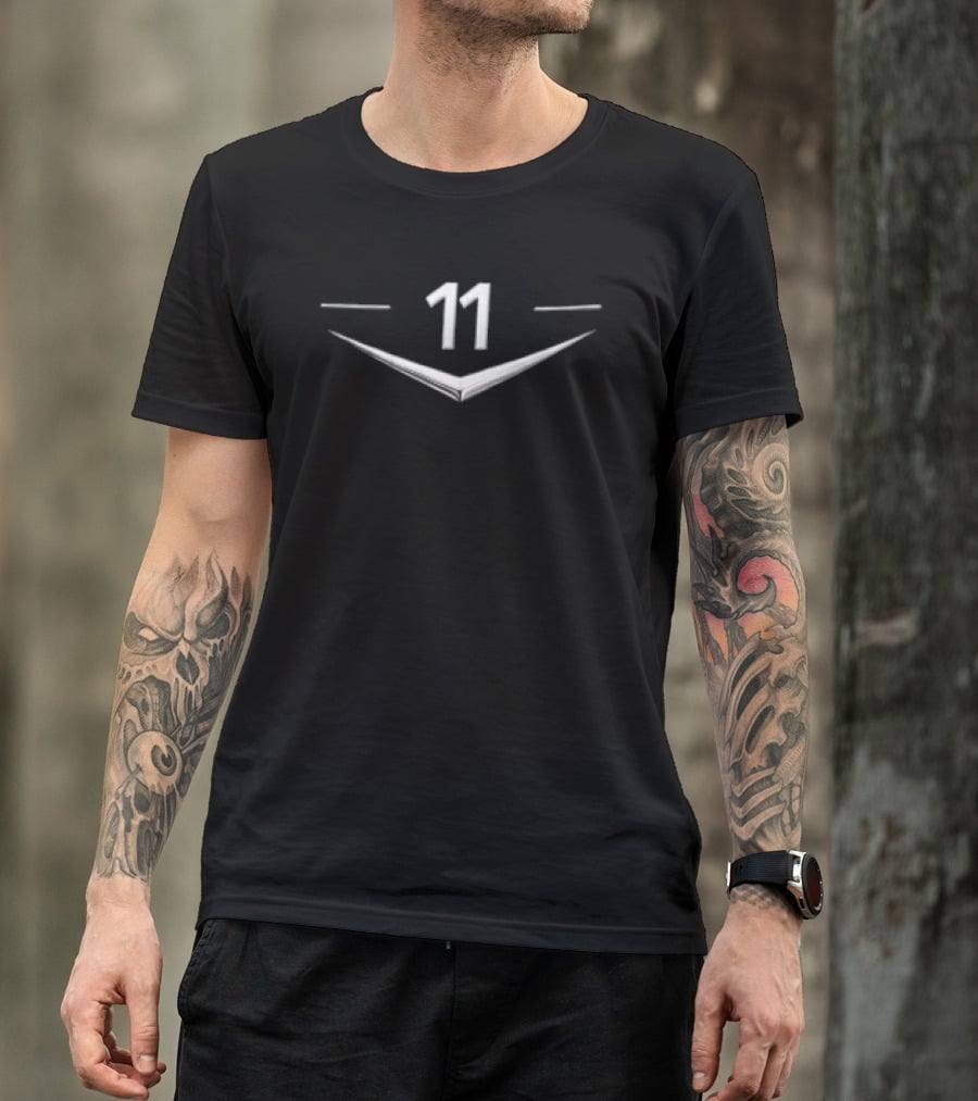 Silver Metallic Number 11 Arrow Accents T-Shirt