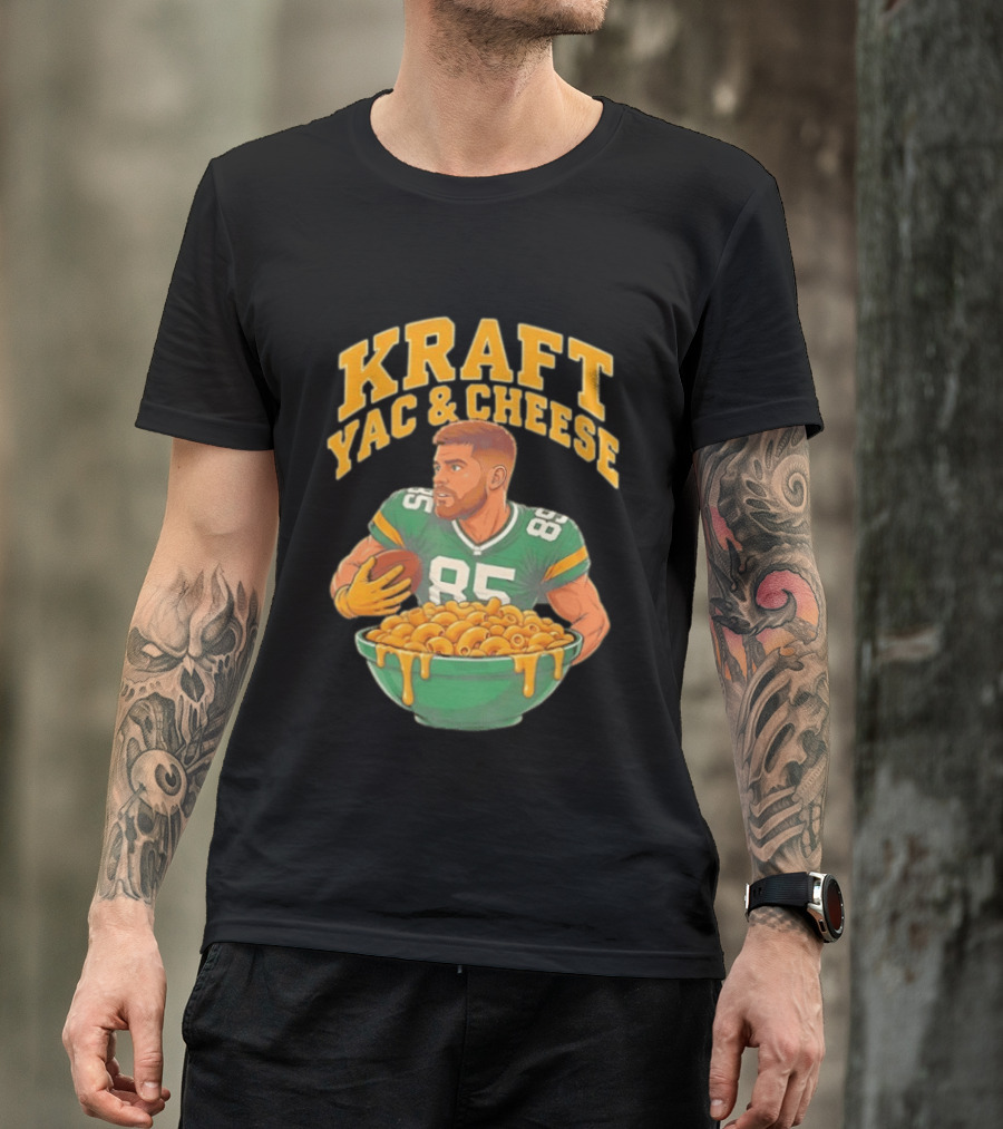 Kraft Yac & Cheese Green Bay Packers 85 Football Player With Bowl T-Shirt