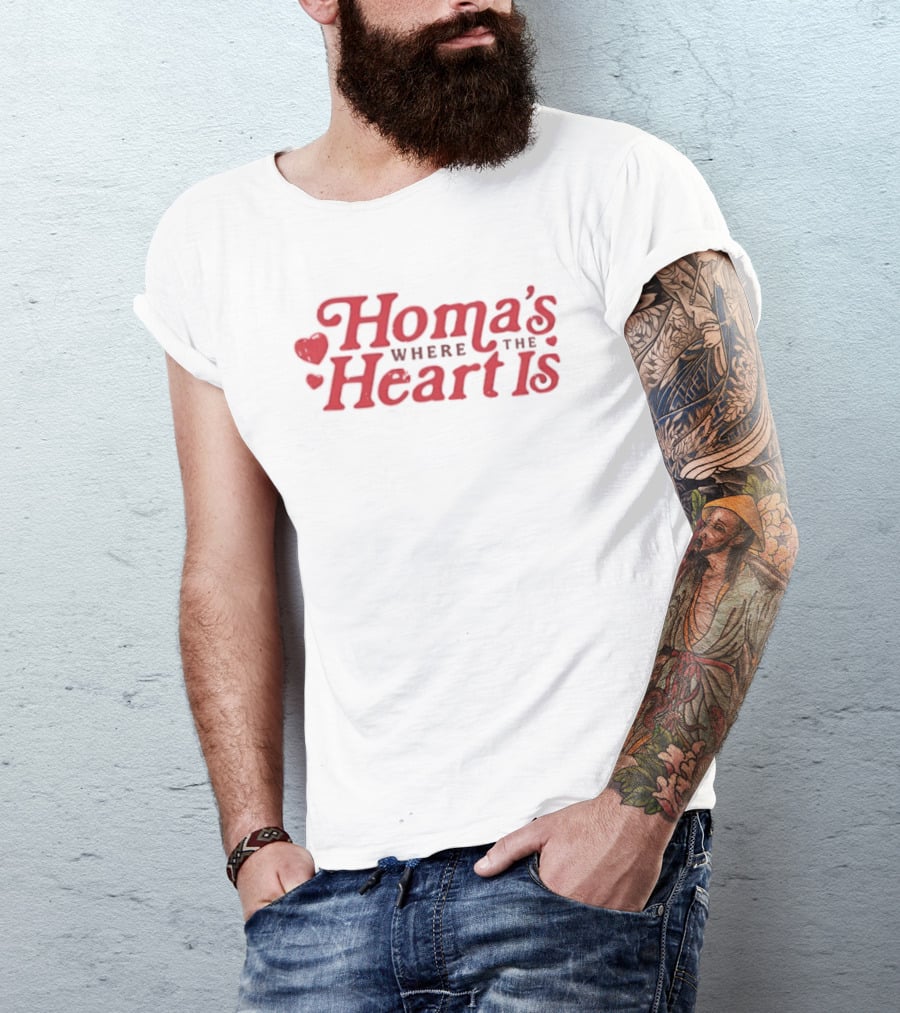 Homa's Where The Heart Is Red Text With Heart T-Shirt