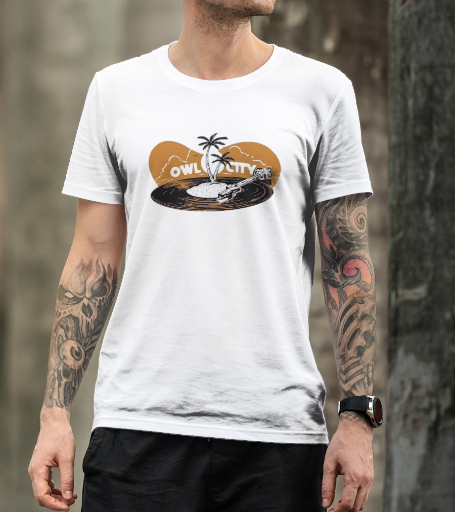Owl City Vinyl Beach Paradise With Palm Trees T-Shirt