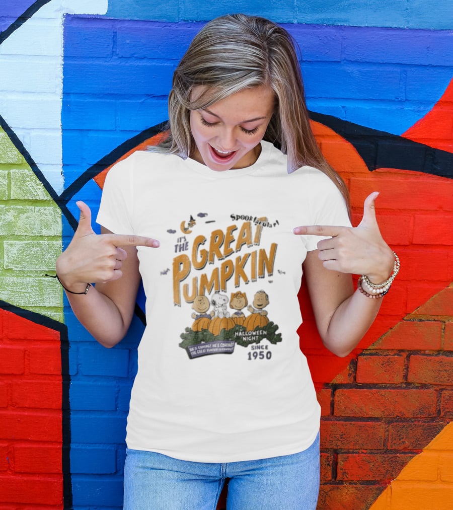 Spooktacular It's The Great Pumpkin Halloween Night Since 1950 Peanuts Charlie Brown Snoopy T-Shirt
