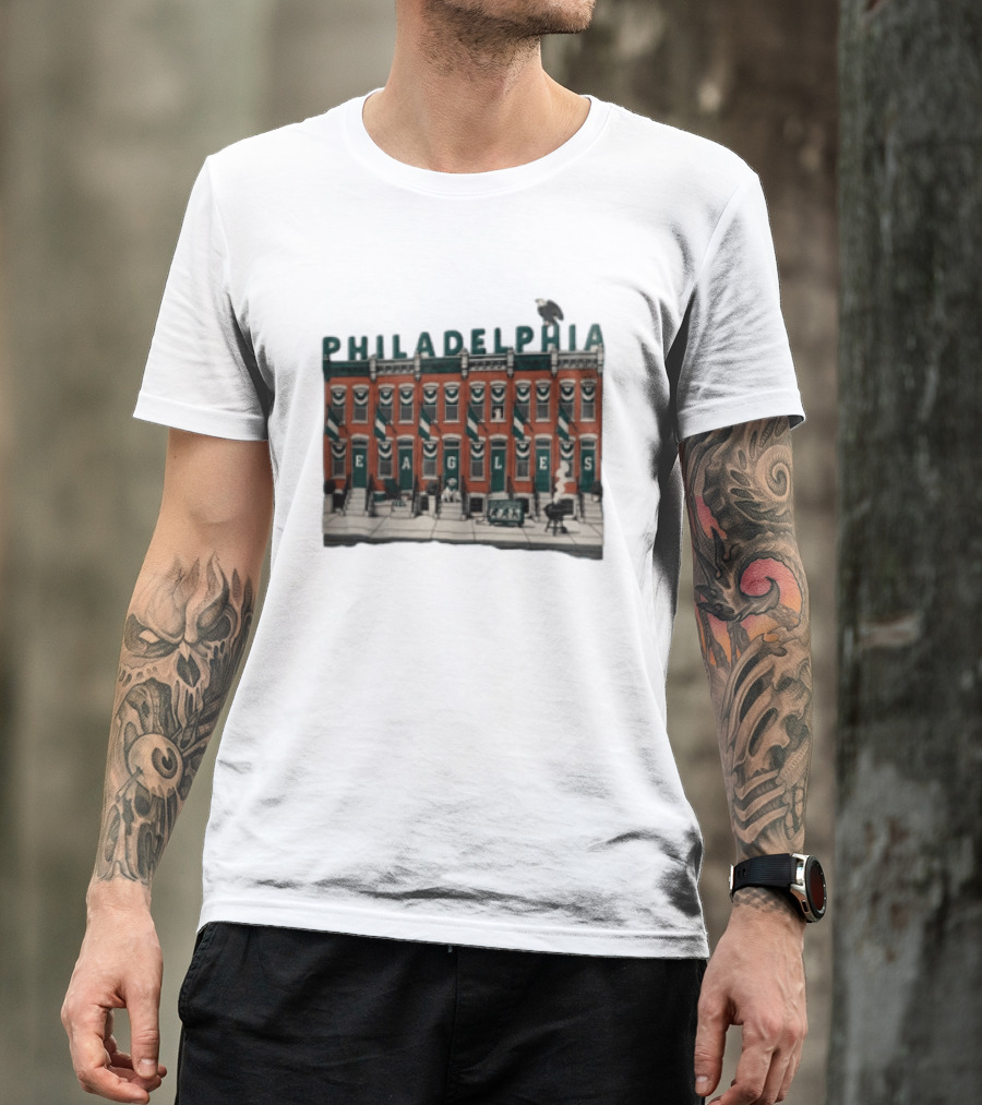 Philadelphia Eagles Birds On The Block Rowhouses T-Shirt