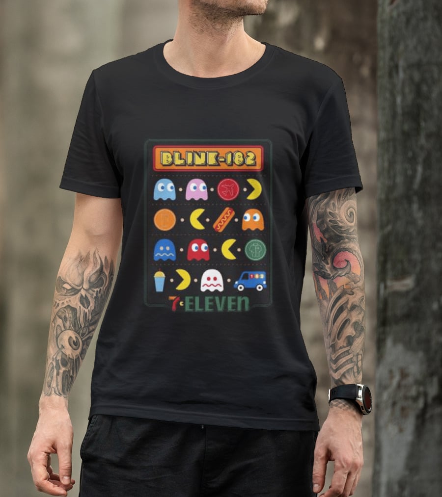Blink 182 Pac Man 7 Eleven Collaboration Longsleeve Retro Arcade T-Shirt