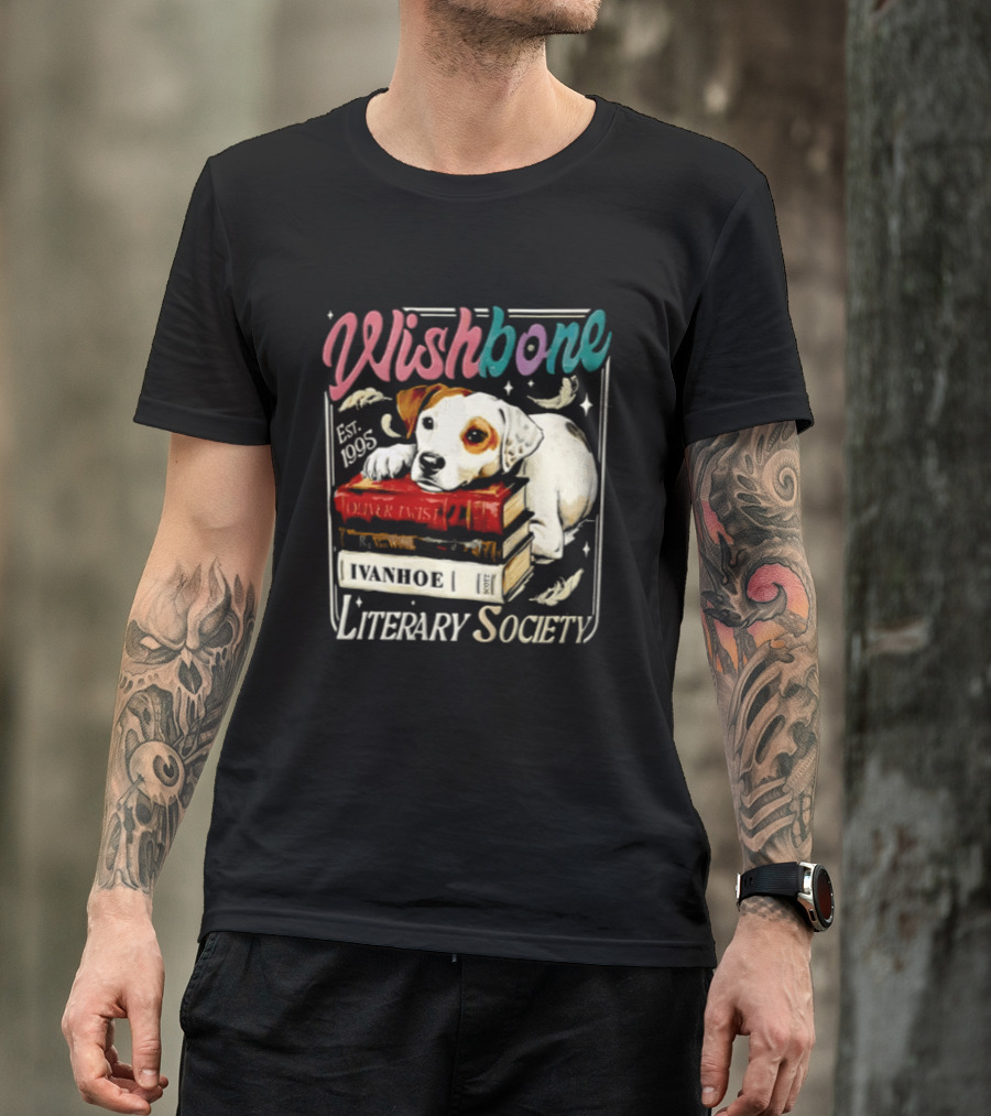 Wishbone Jack Russell Terrier Literary Society Ivanhoe Aaron Twist Books T-Shirt