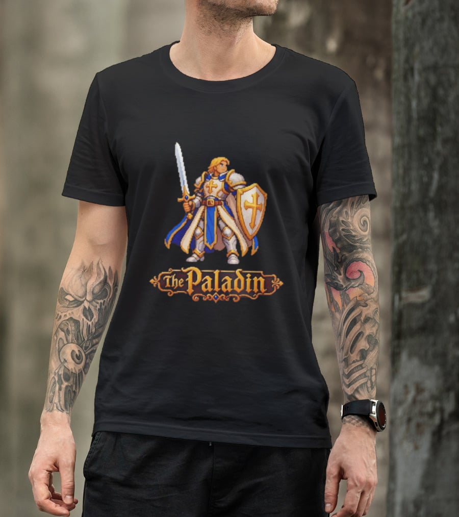 The Paladin Retro 16 Bit Game Warrior T-Shirt