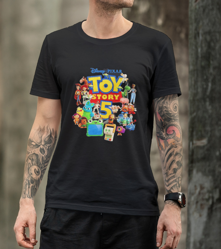 Disney Pixar Toy Story 5 Characters Collection Woody Buzz Rex Bo Peep Mr Potato Head Slinky Jessie Forky T-Shirt