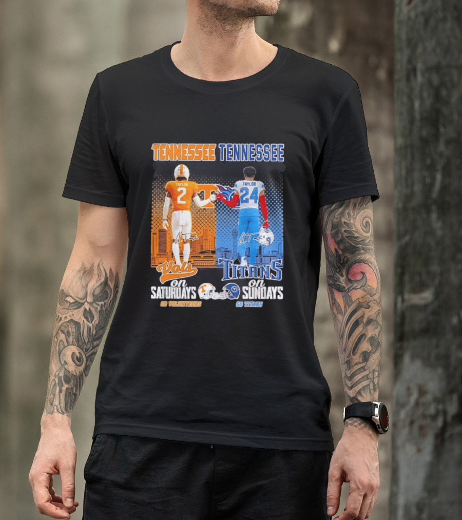 Tennessee Volunteers On Saturdays Go Volunteers Tennessee Titans On Sundays Go Titans T-Shirt