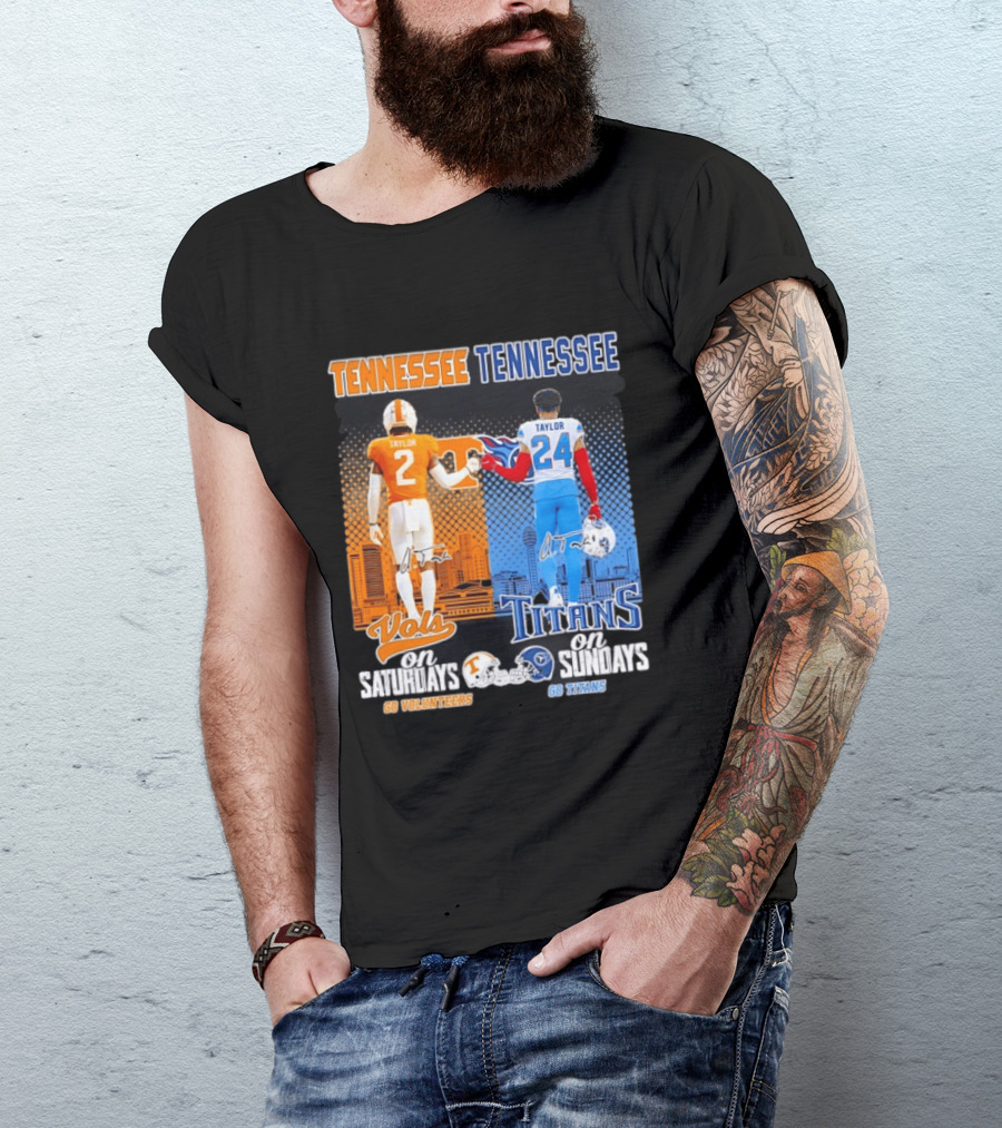Tennessee Volunteers On Saturdays Go Volunteers Tennessee Titans On Sundays Go Titans T-Shirt