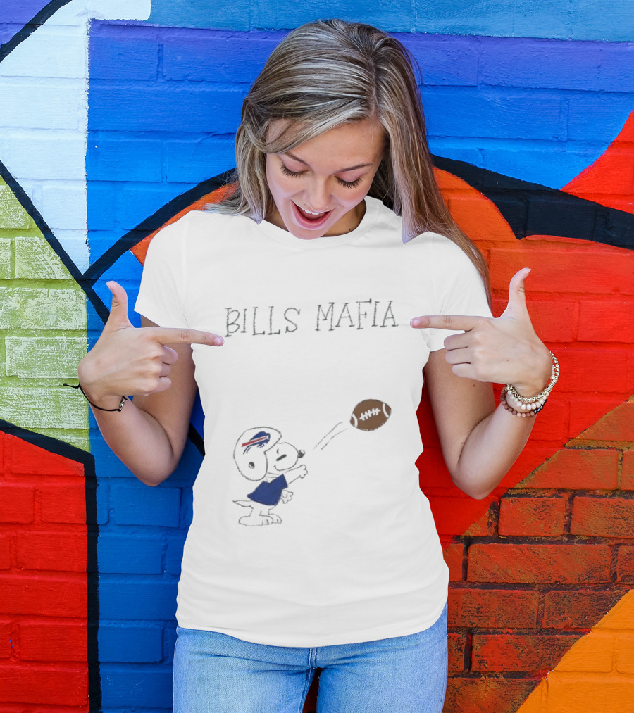 Snoopy Bills Mafia Buffalo Bills Football Fan Apparel Peanuts Sports T-Shirt