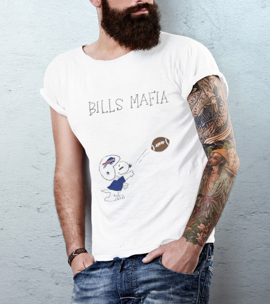 Snoopy Bills Mafia Buffalo Bills Football Fan Apparel Peanuts Sports T-Shirt