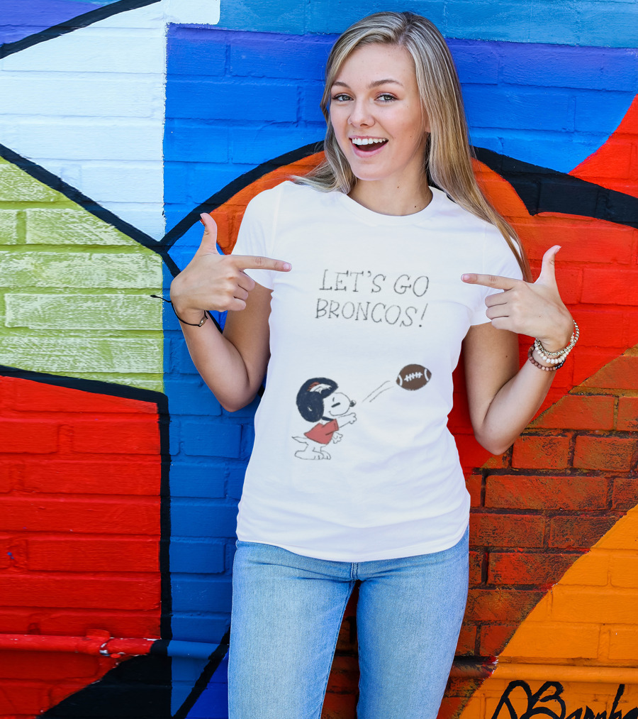 Snoopy Let's Go Broncos Denver Football Fan Peanuts Sports Team T-Shirt