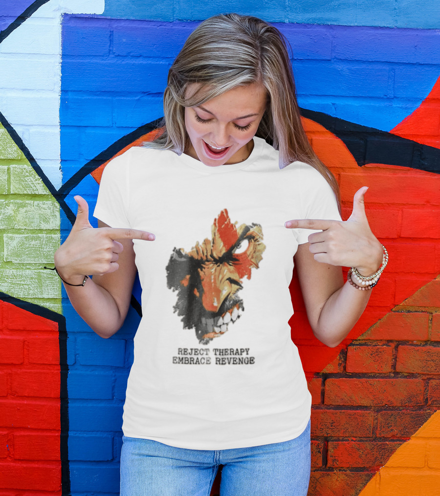 Reject Therapy Embrace Revenge Kratos Angry Bearded Man Red Tattoo God Of War T-Shirt