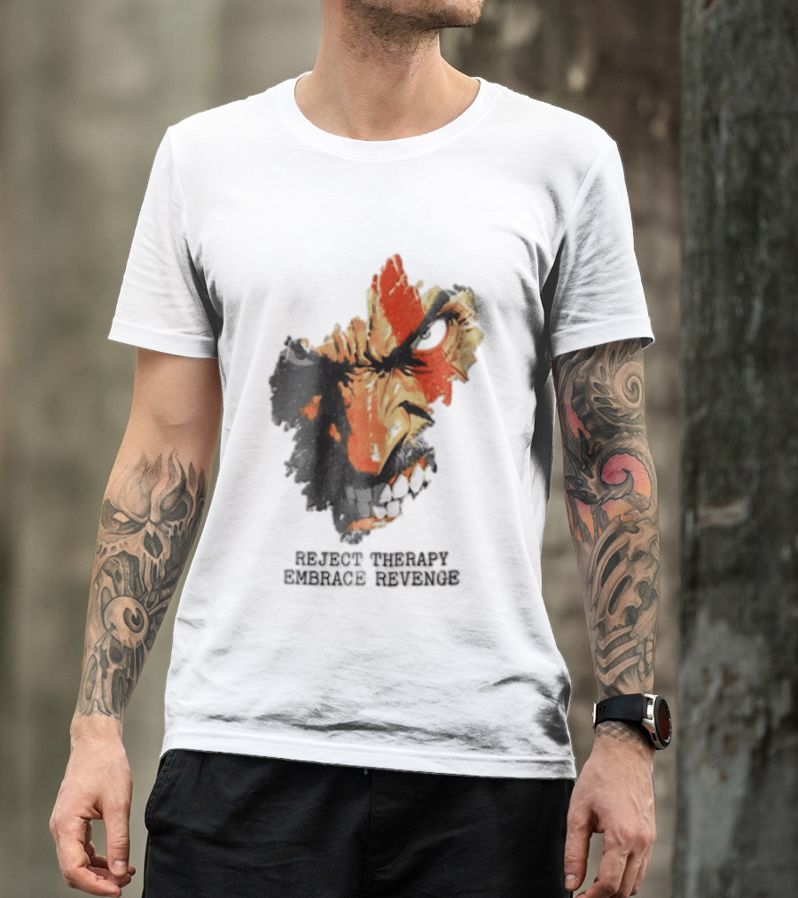 Reject Therapy Embrace Revenge Kratos Angry Bearded Man Red Tattoo God Of War T-Shirt