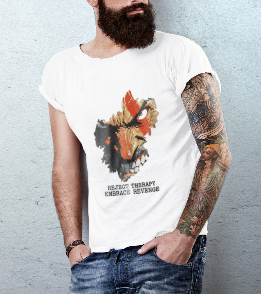 Reject Therapy Embrace Revenge Kratos Angry Bearded Man Red Tattoo God Of War T-Shirt