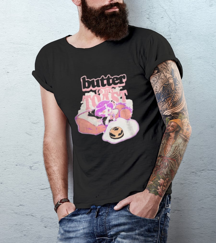 Butter To My Toast Anime Girl Breakfast Toast Strawberries Egg T-Shirt