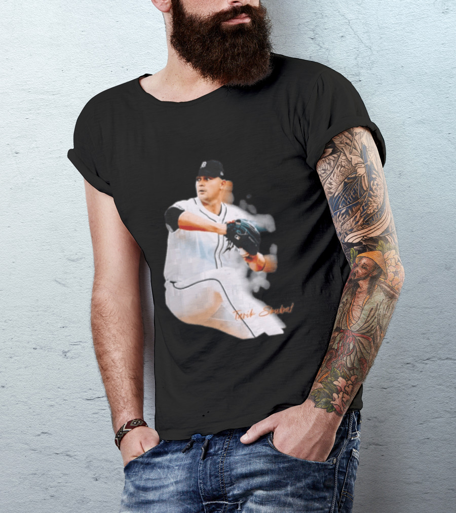 Detroit Tigers Tarik Skubal Pitcher Action Baseball T-Shirt
