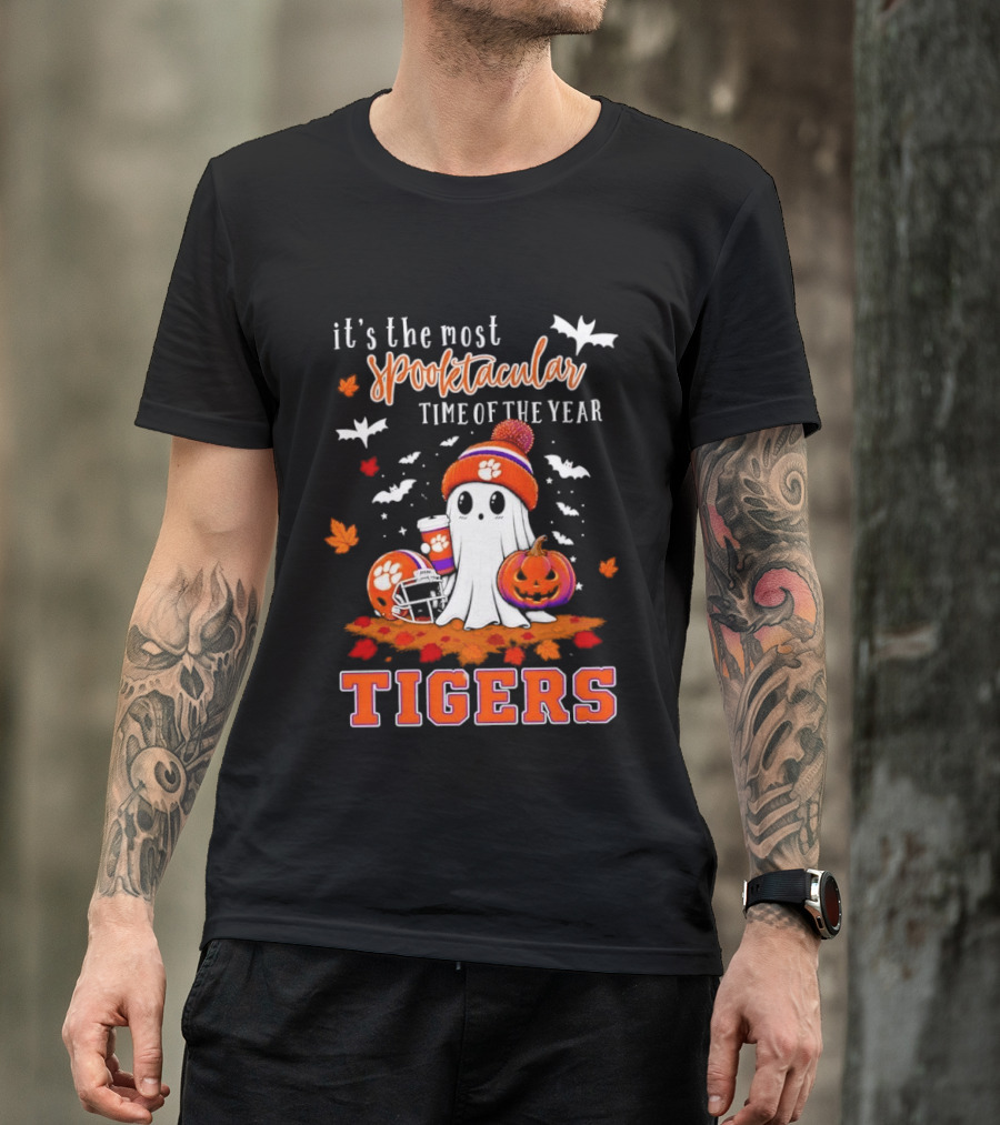 Tiger's Most Spooktacular Halloween Time With Ghost And Pumpkins T-Shirt