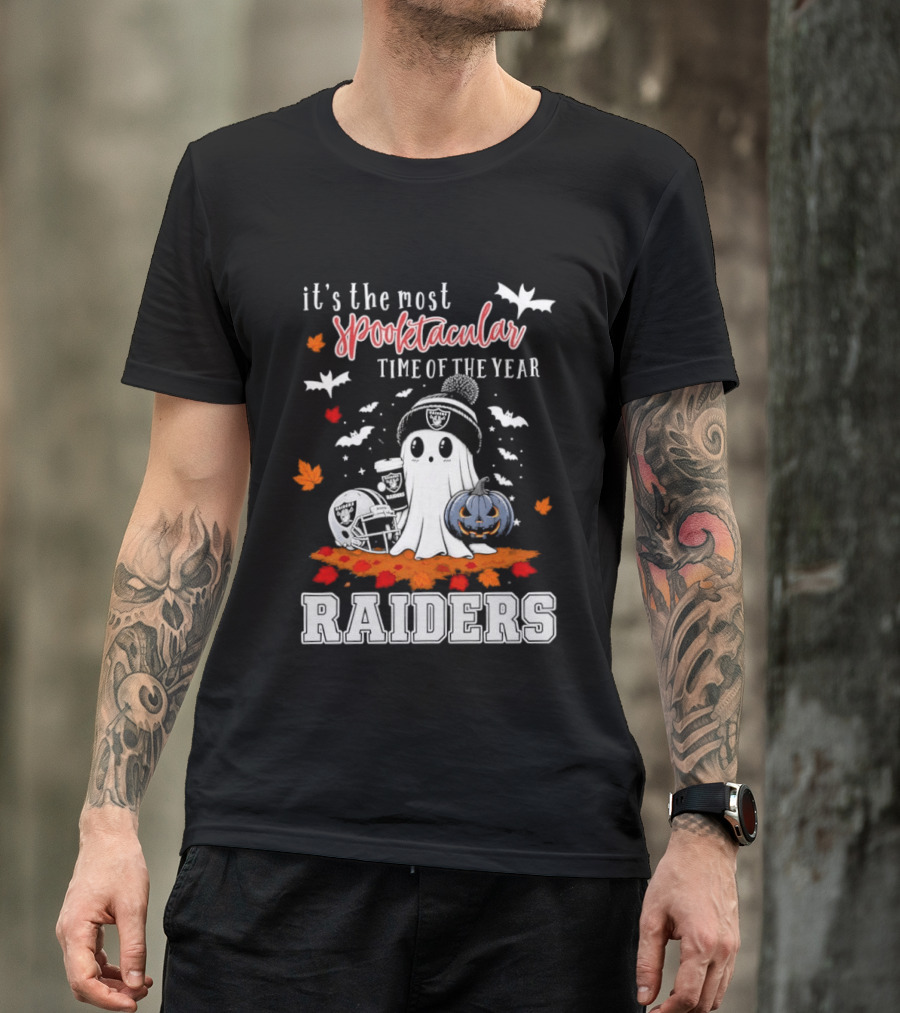 It's The Most Spooktacular Time Of The Year Raiders Halloween Ghost Pumpkin T-Shirt
