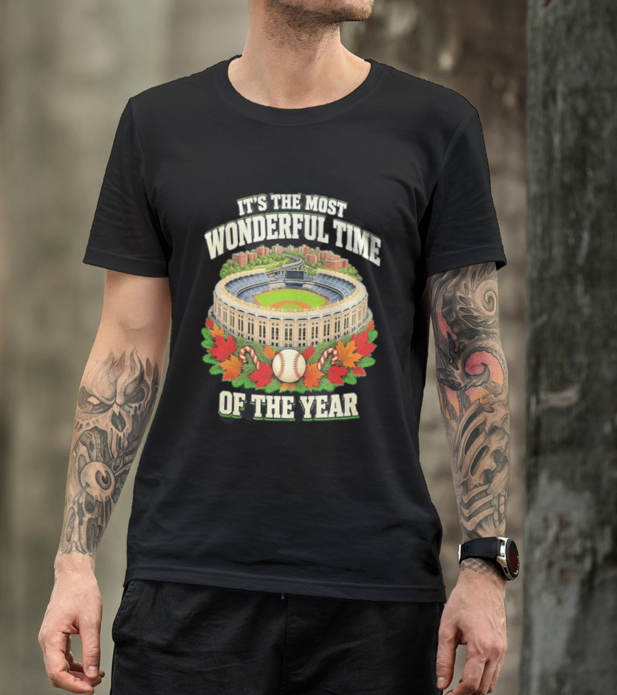 It's The Most Wonderful Time New York Yankee Stadium Baseball Holiday Season T-Shirt