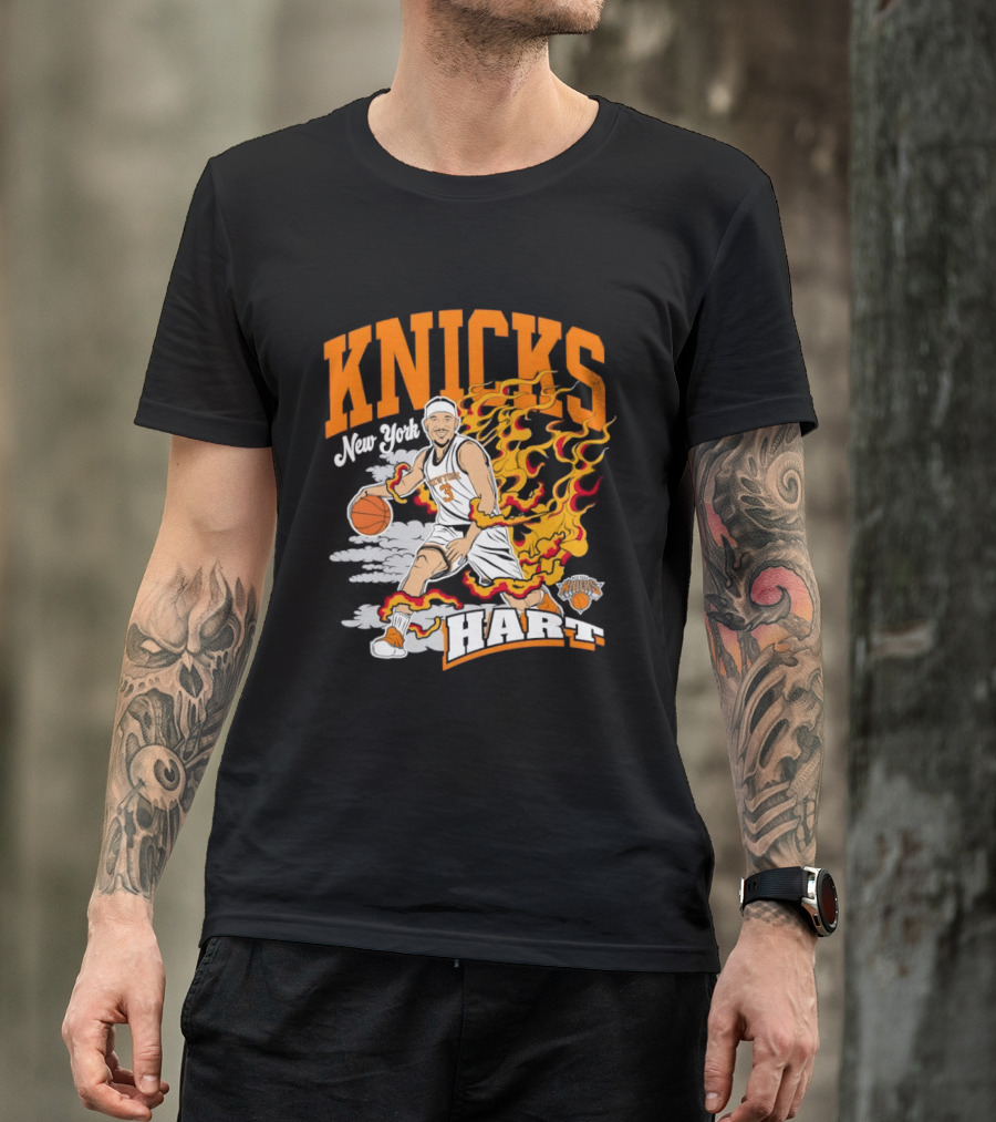 New York Knicks Josh Hart No 3 Basketball Fire T-Shirt