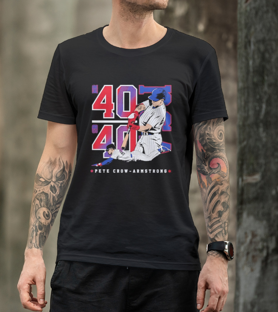 Pete Crow Armstrong 40 40 HR SB Club Chicago Cubs Players T-Shirt
