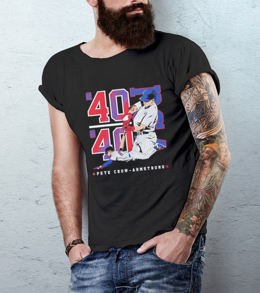 Pete Crow Armstrong 40 40 HR SB Club Chicago Cubs Players T-Shirt