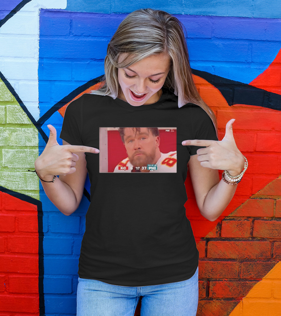 Kelce's Face Disappointment KC 6 PHI 37 NFL Football Game Loss T-Shirt