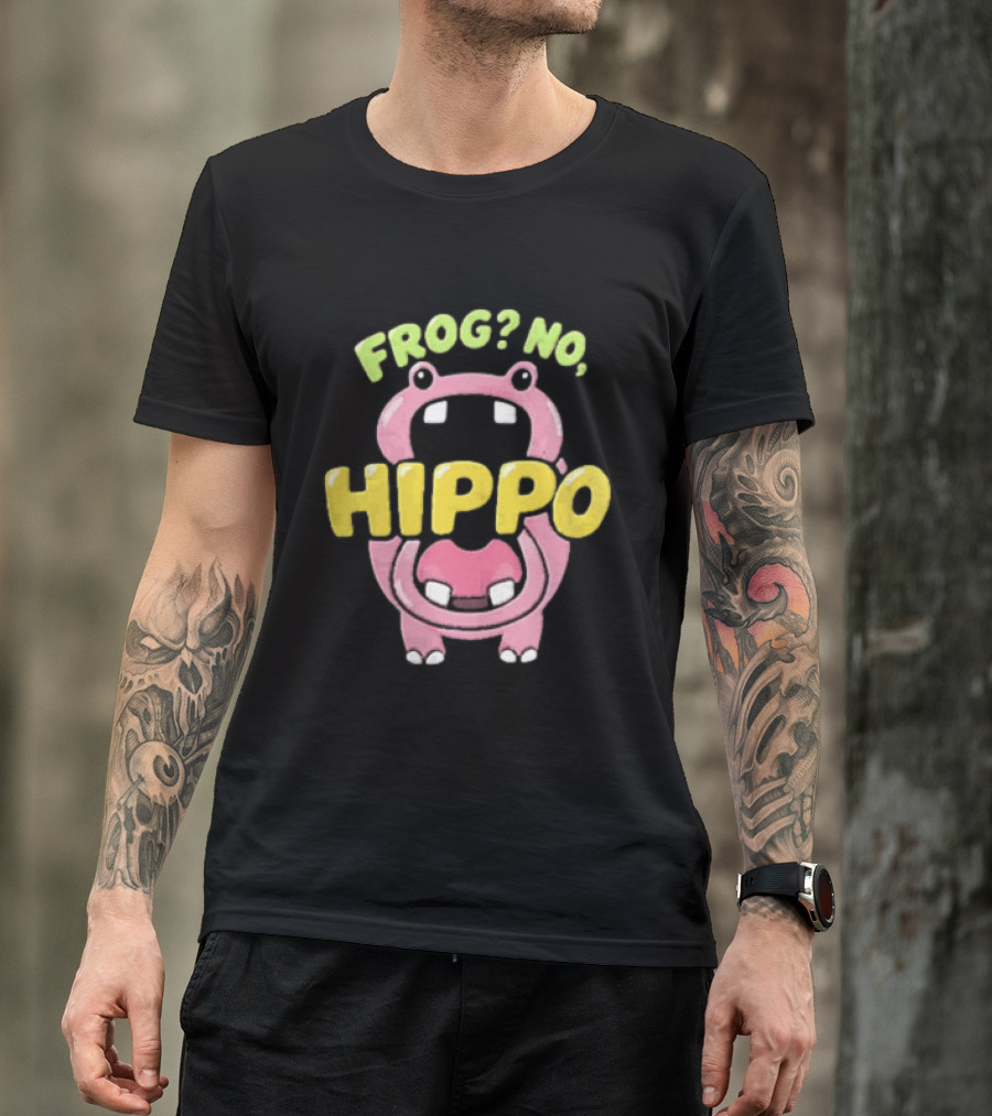 Frog No Hippo Pink Character Cartoon Playful T-Shirt