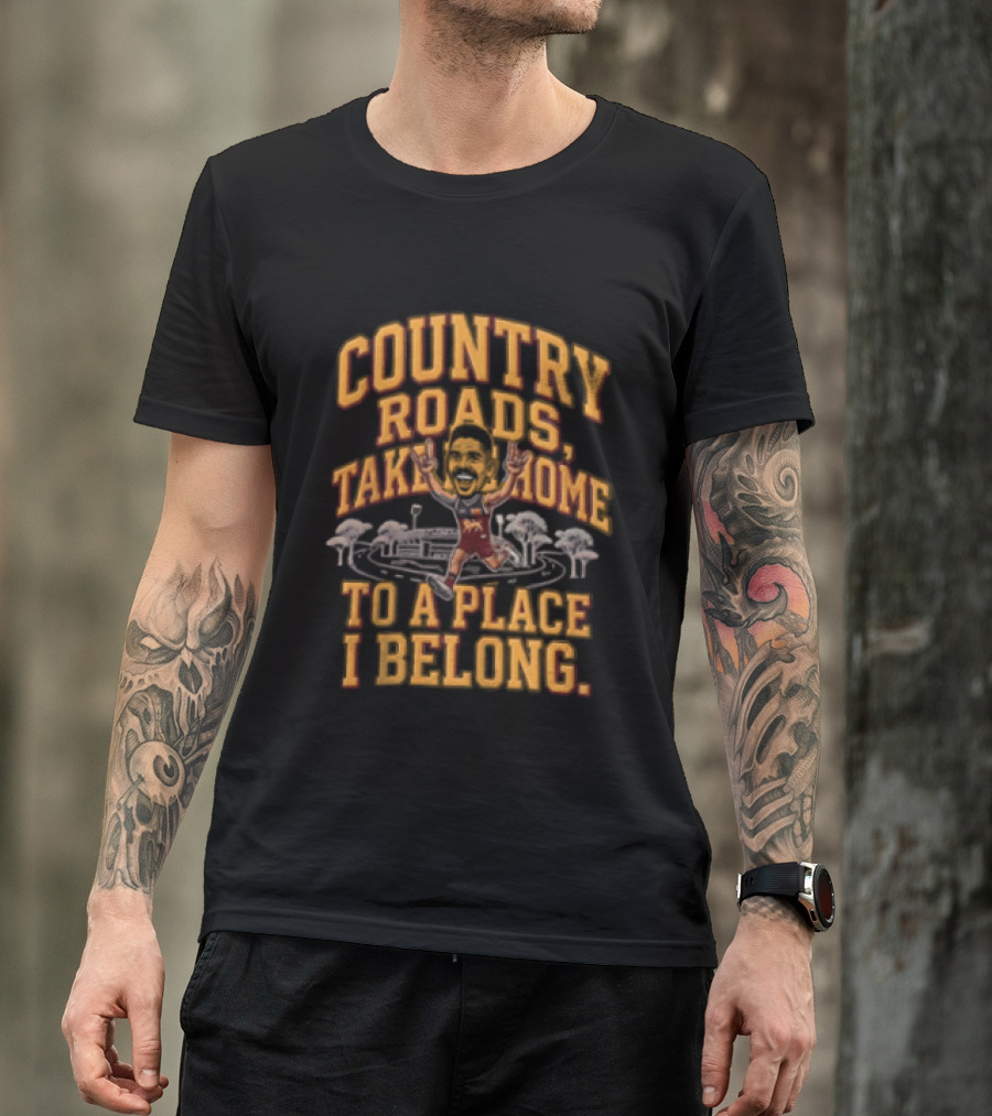 Brisbane Lions Charlie Cameron Country Roads Take Me Home To A Place I Belong T-Shirt