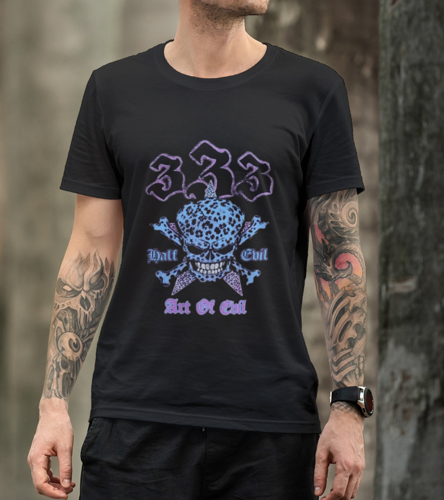 333 Half Evil Art Of Evil Skull T-Shirt
