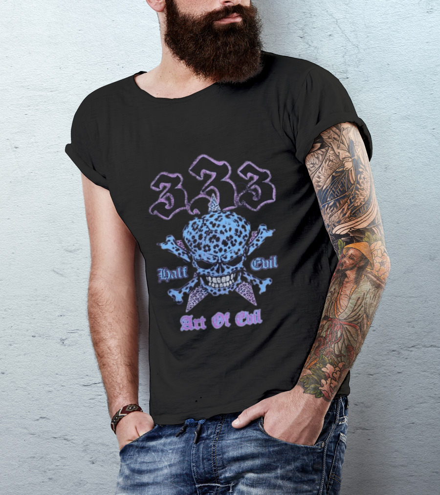 333 Half Evil Art Of Evil Skull T-Shirt