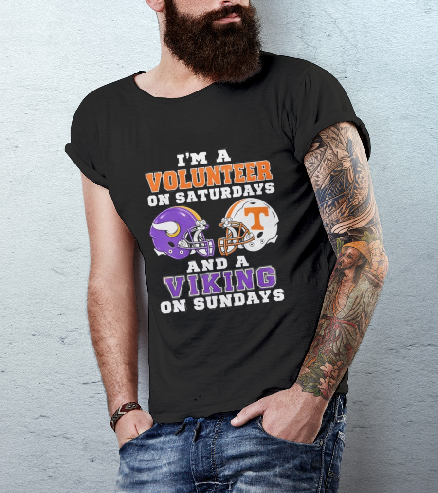 I'm A Volunteer On Saturdays And A Viking On Sundays Football Helmets T-Shirt