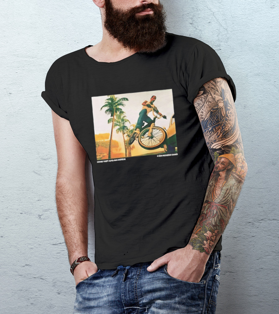 Grand Theft Auto San Andreas Rockstar Games Bicycle Scene T-Shirt