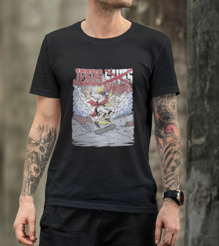 Jesus Shreds Skateboarding Ramp Savior Extreme Sports T-Shirt