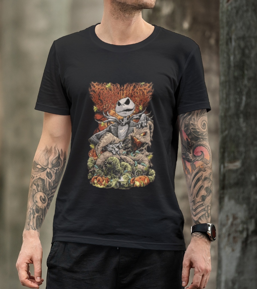 Jack Skellington Pumpkin Worms Insects Halloween Scene T-Shirt