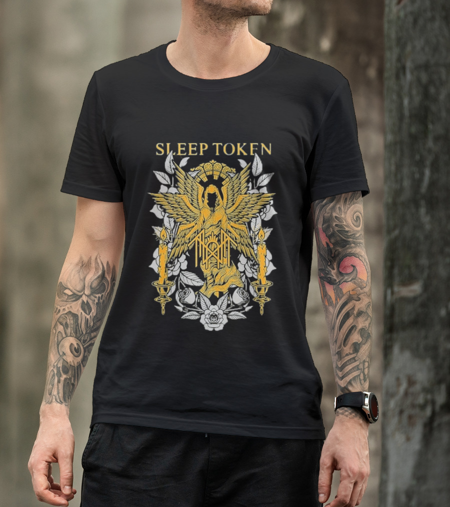 Sleep Token Angelic Golden Ascendant With Candles And Roses T-Shirt