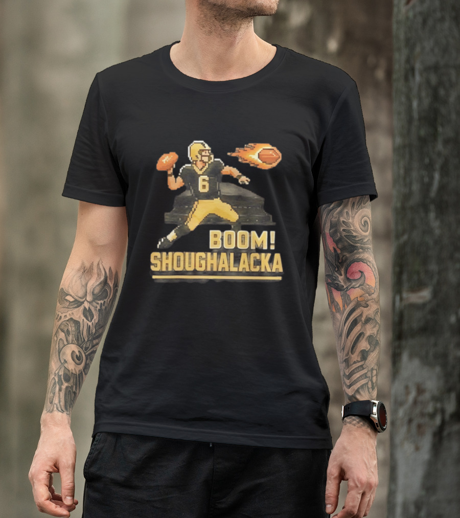 New Orleans Saints Boom Shoughalacka Pixel Art Throwback Football Player T-Shirt