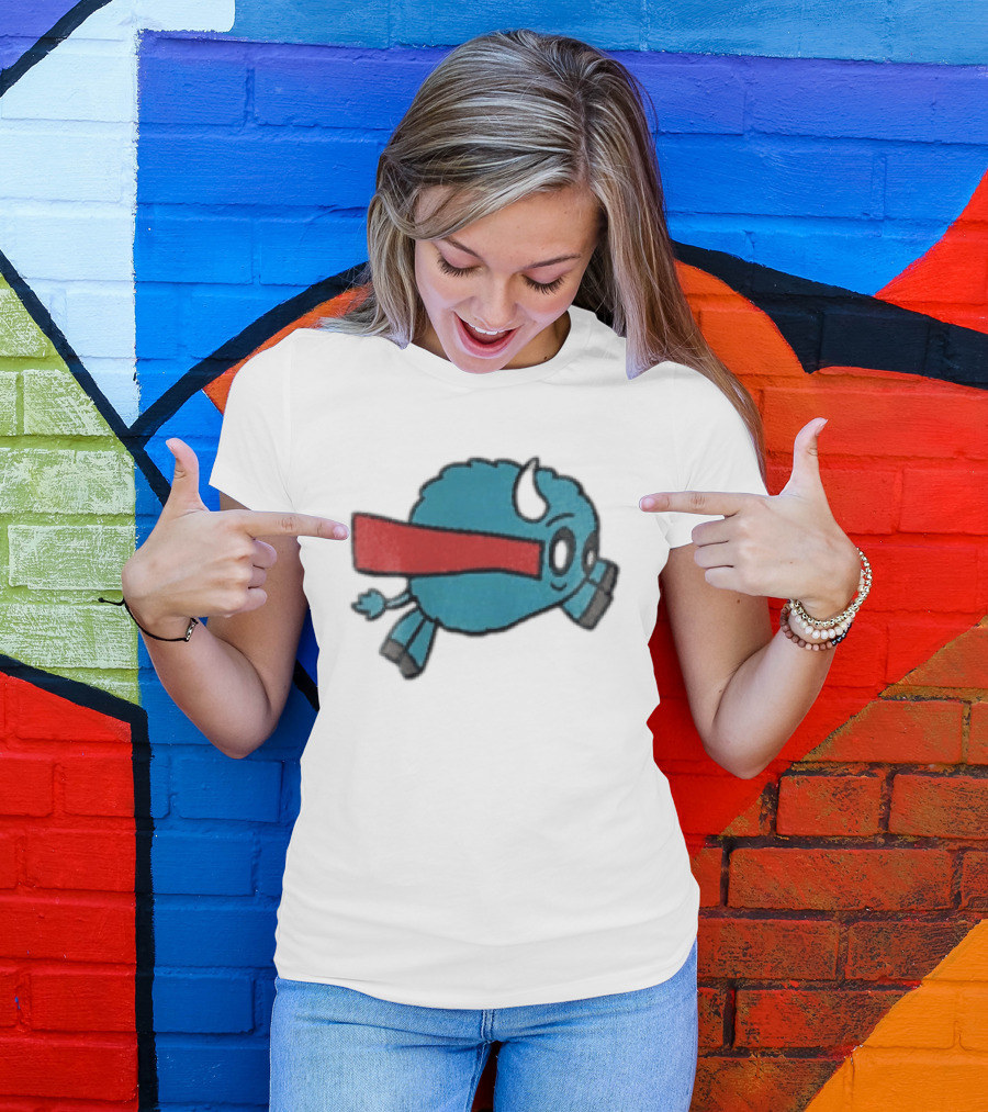 Buffalo Superhero With Red Cape Flying Action T-Shirt