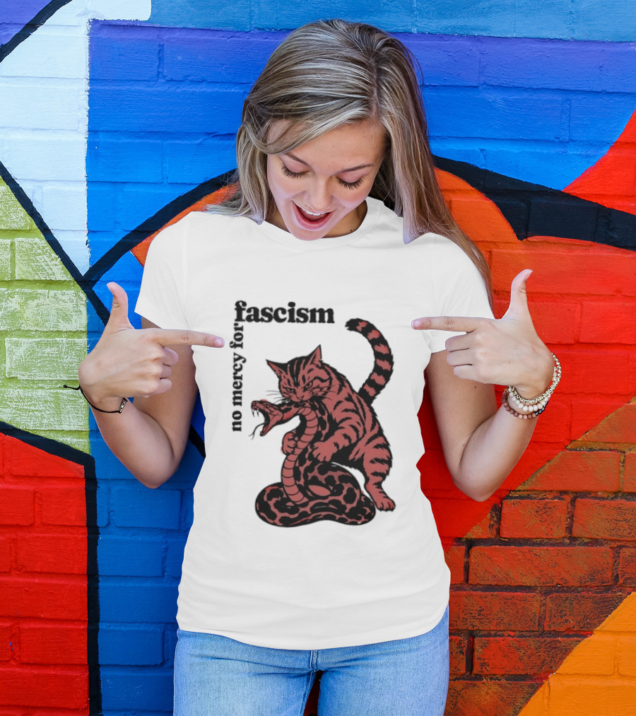 No Mercy For Fascism Cat And Snake T-Shirt
