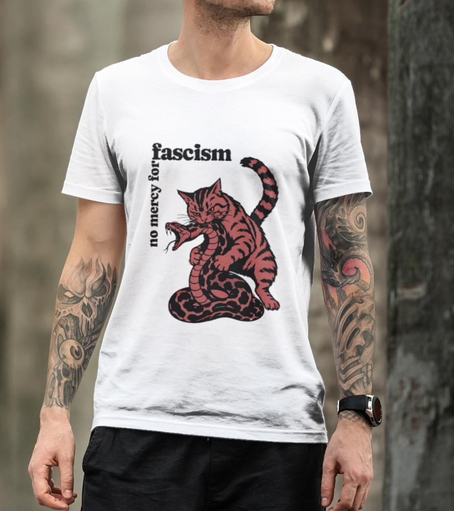 No Mercy For Fascism Cat And Snake T-Shirt