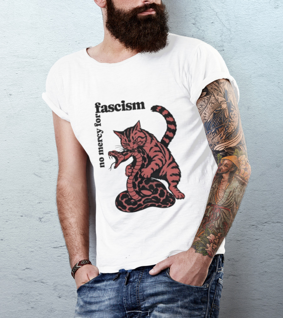 No Mercy For Fascism Cat And Snake T-Shirt