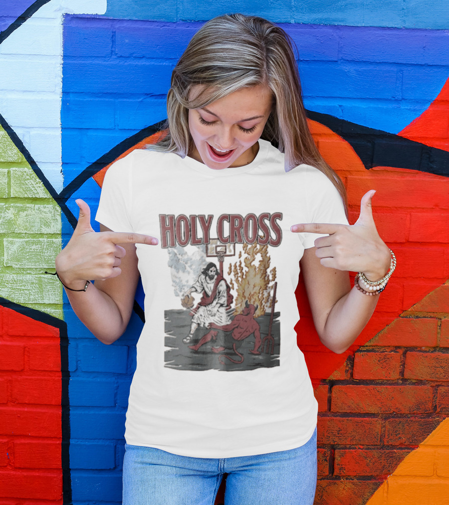 Holy Cross Basketball Player Versus Devil Duel T-Shirt