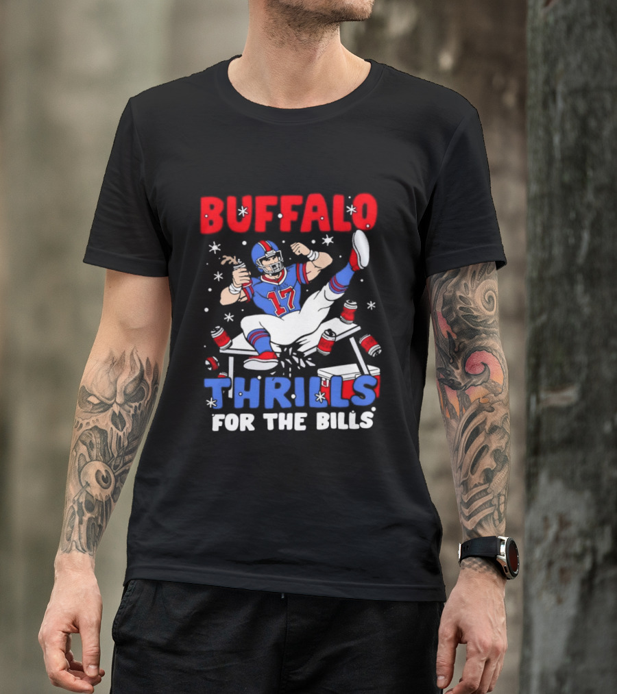 Buffalo Bills 17 Thrills Josh Allen Table Celebration T-Shirt