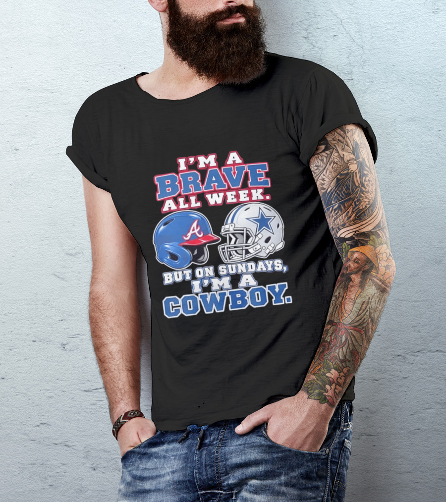 I'm A Brave All Week But On Sundays I'm A Cowboy Helmet Combination T-Shirt